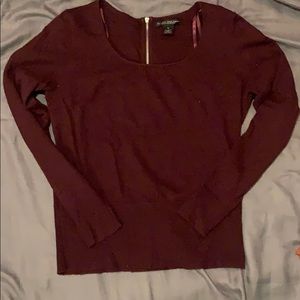 Elena Solano Merino Wool Plum Scoop Neck Sweater